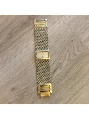 ANNE KLEIN GOLD DIAMOND WIDE BAND MESH RECTANGLE WATCH WOMENS LADIES